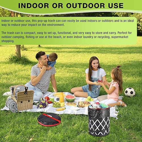 Miniatura 3 de Papelera plegable, basurero de baloncesto, bote de basura desplegable para acampar, papelera plegable portátil impermeable para automóviles, canasta