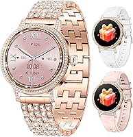 Vista 1 de Smart Watches for Women with Diamonds，Bluetooth Calls(Answer&Make)，1.27" HD Screen Smart Watch，Sleep/Heart Rate，Smartwatch Compatible with Android &