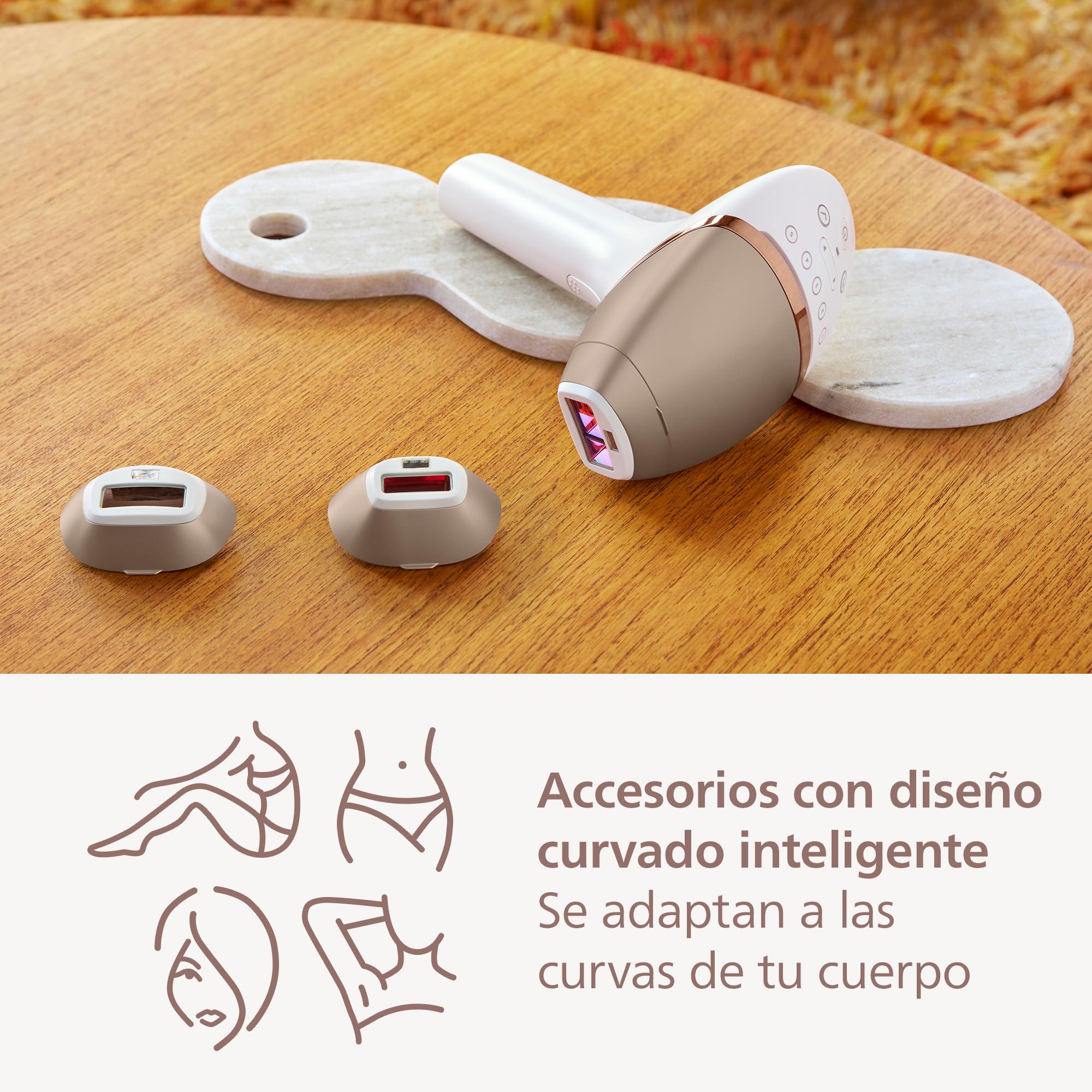 Philips Lumea serie 9000, dispositivo de depilación IPL, alternativa de depilación láser, tecnología SenseIQ, 3 accesorios para el cuerpo, la cara y zonas de precisión, con y sin cable, BRI955/00