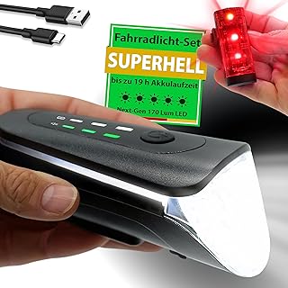 WIDDER Bicycle Light Set Front and Rear [StVZO Approved, Extremely Bright 170 Lumens] - Bicycle Light USB C Rechargeable - Bicycle Light with Automatic Mode - Bicycle Light Set LED Bike Light & Rear