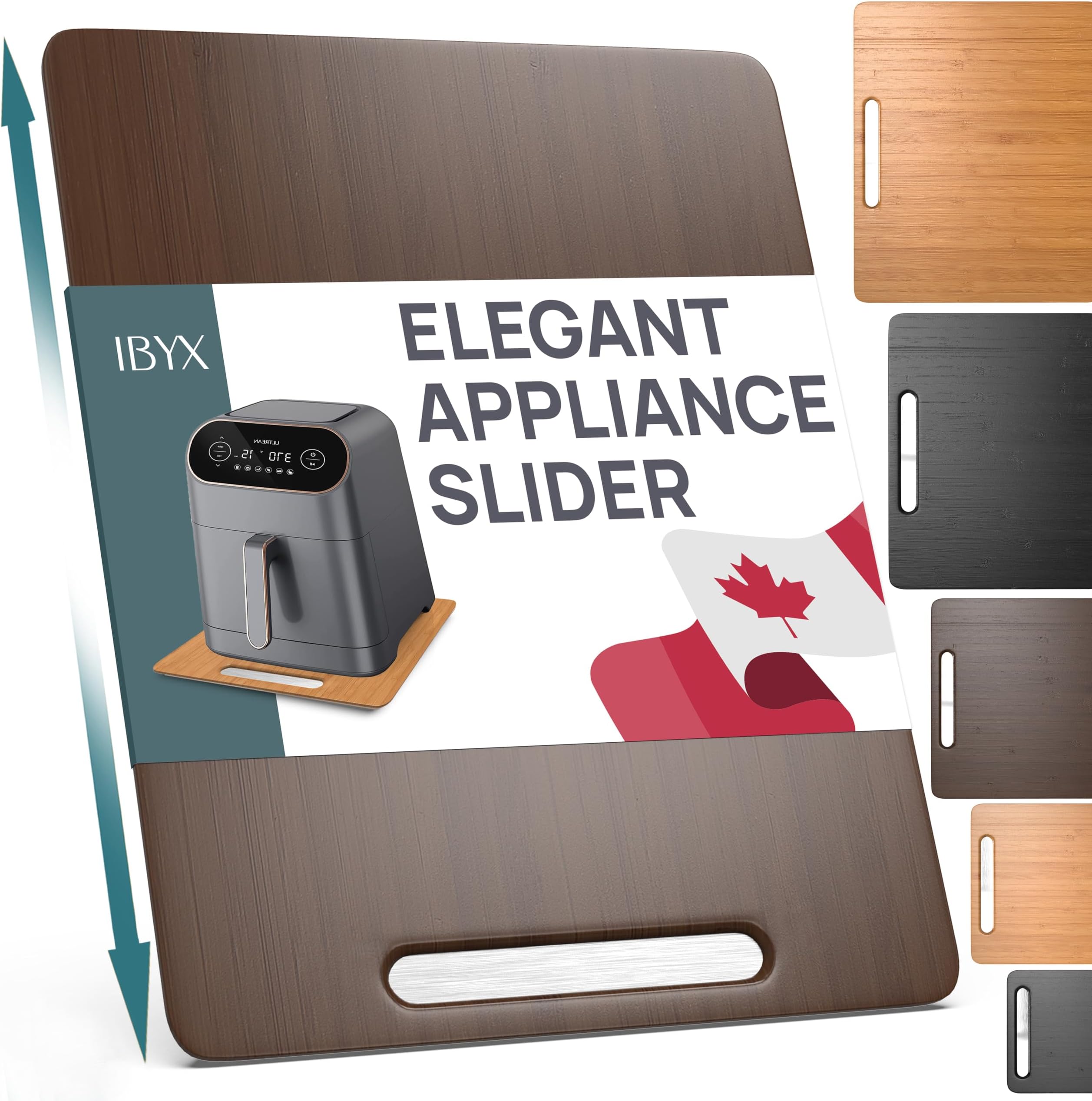 Ibyx Elegant Sliding Tray for Your Coffee Maker & Heavy Kitchen Appliances - Sturdy, Slides Easily from Under The Cabinet (Brown, 12โW x 16โD)