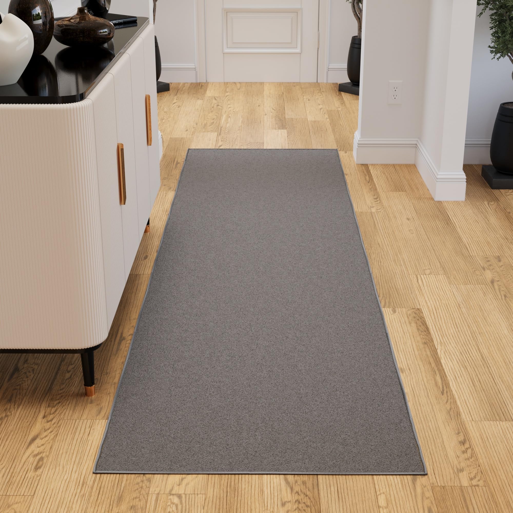 Hallway Runner Rug 2'7" x 9'10" Non Slip Solid Area Rugs Easy to Clean Laundry Rug Runner Durable & Pet Friendly Floor Carpet Runners for Hallways Entryway Living Room Kitchen, Gray