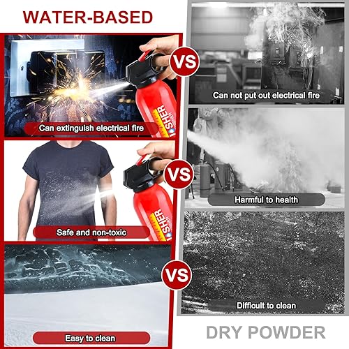 Miniatura 9 de Extintor de incendios para el hogar, paquete de 2 extintores de incendios de automóvil con soporte, extintores portátiles 4 en 1 de cocina para la