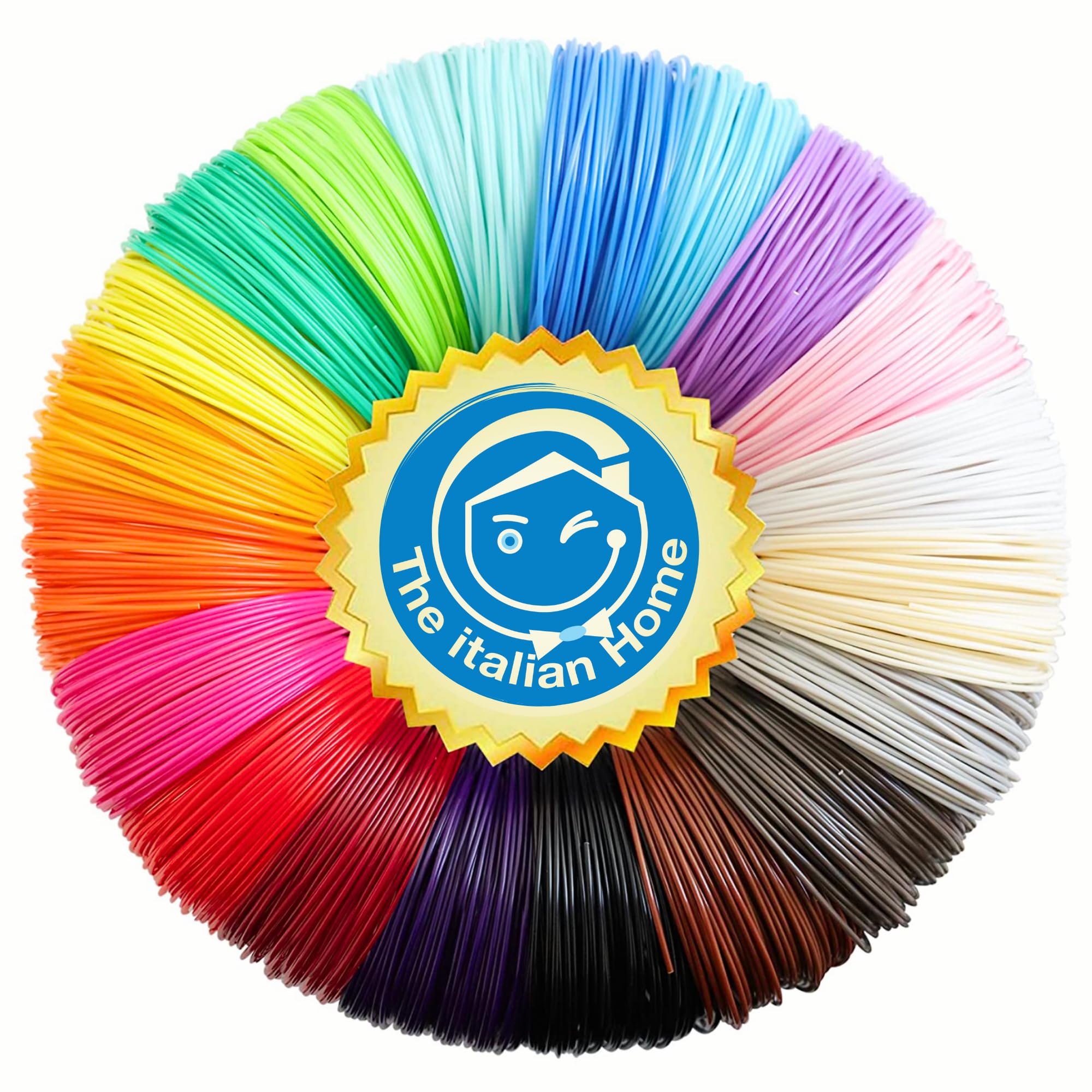 The Italian Home® Filamento para Boligrafo 3D - 12 Colores (1 Fluorescente), 12 Filamentos para lapiz 3D (5 Metros Cada Uno/60 Metros en Total) - Material para boli 3D y (30 COLORES 150M)
