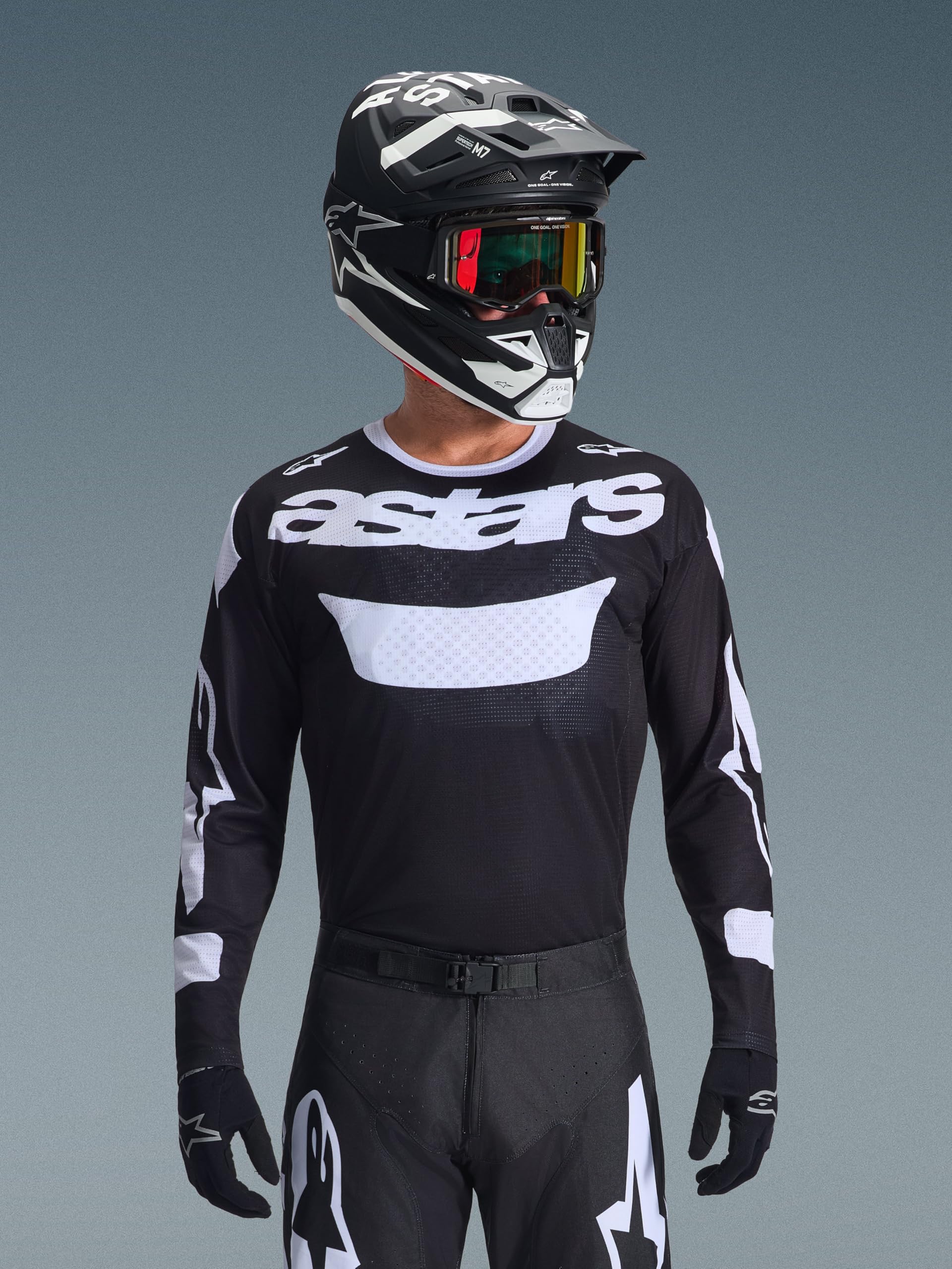 Alpinestars Racer Air Riway Maglia da motocross, nero/bianco, L