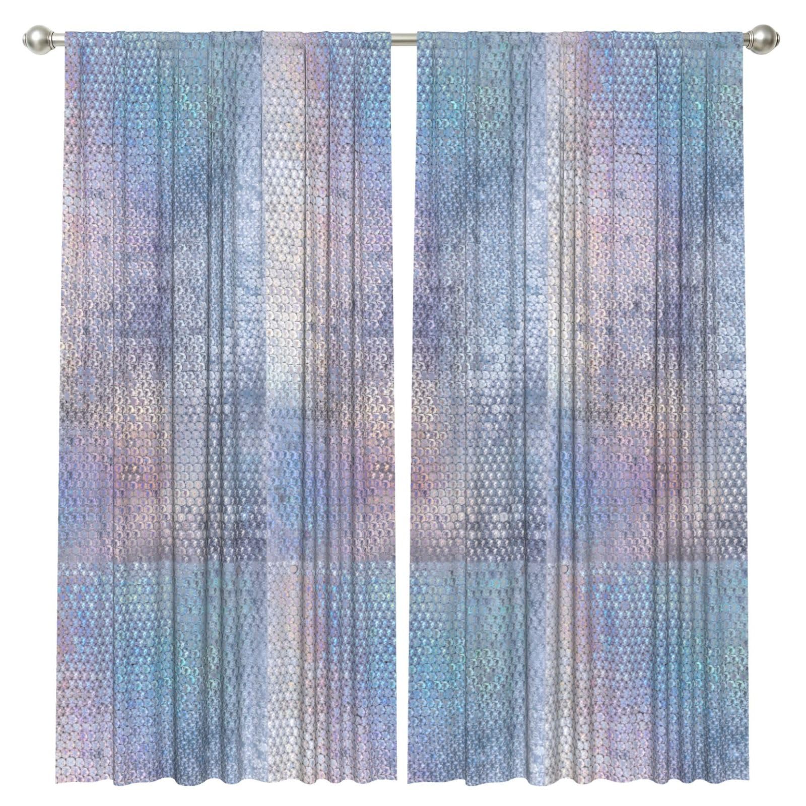 InOmak Glitter Sparkles Shimmer Printing, 2 Panels Window Curtains 52 x 84 Inch Blackout Curtains for Living Room Bedroom