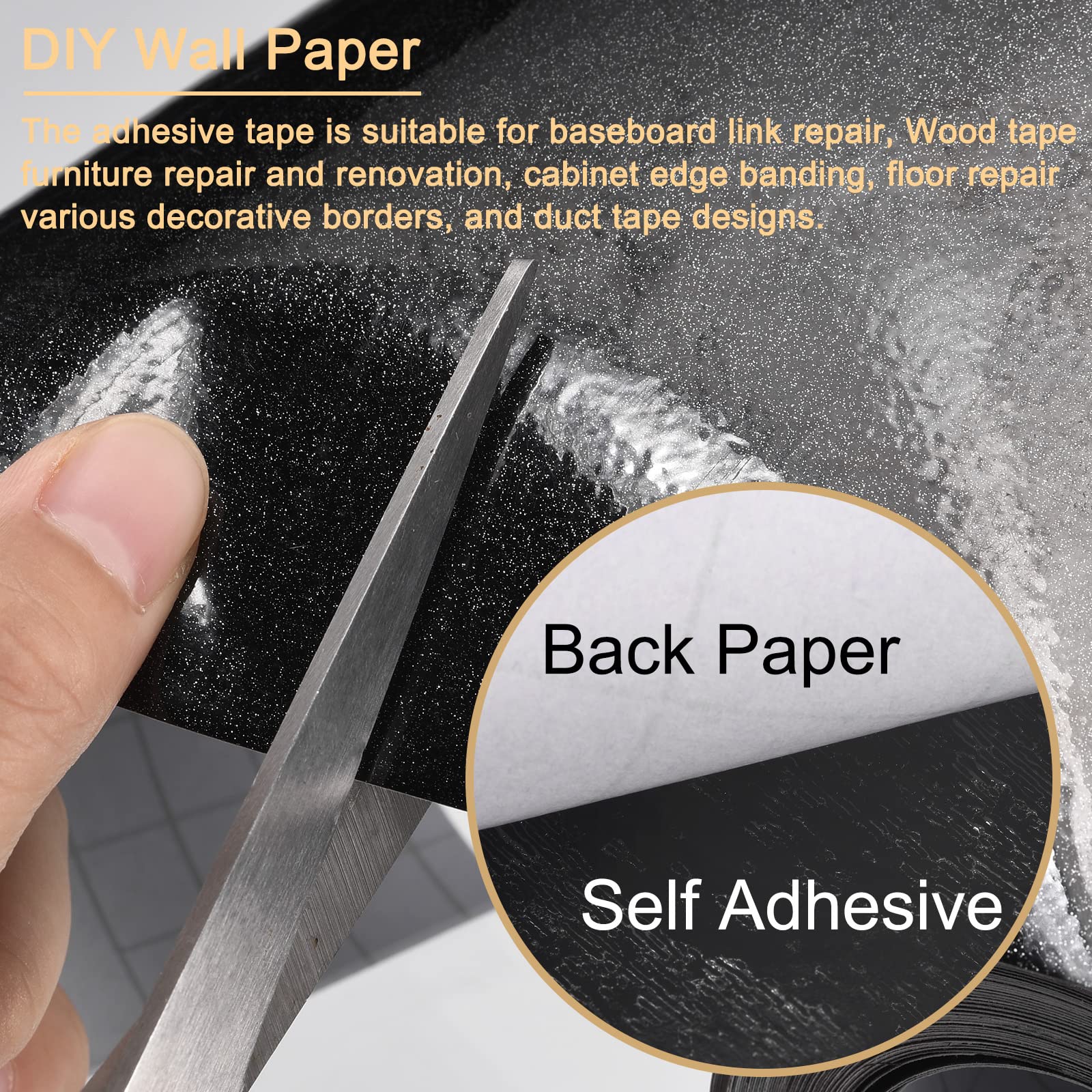 Sourcing Map Ruban Adhésif En Grain De Bois, 10 X 5 M, Autocollant De Réparation En Grain De Bois Pour Mur, Coin De Table, Porte, Canapé, Meubles, Décoration D'intérieur (noir Vif