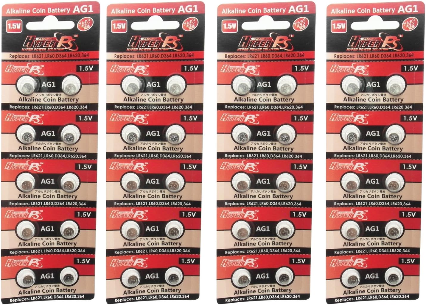 HyperPS (40 pcs AG1 Alkaline 1.5V Button Cell Battery