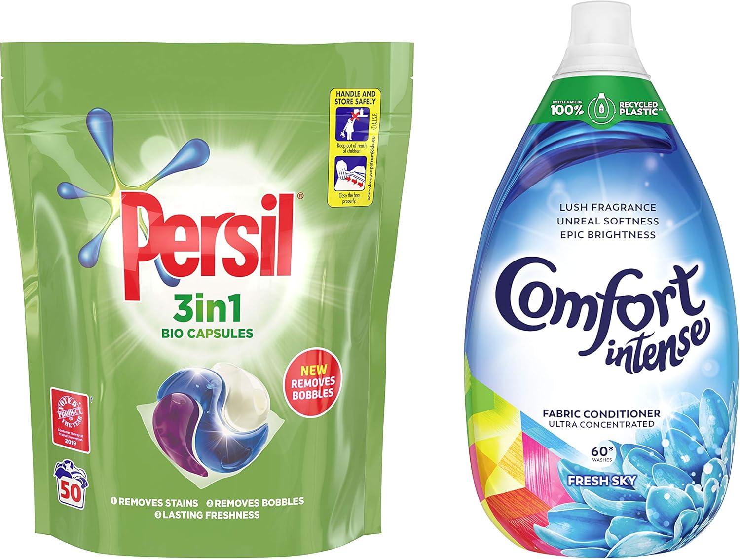 Persil Bio Washing Detergent Capsules and Comfort Intense Fresh Sky