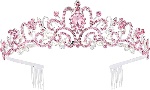 Miniatura 27 de Corona de princesa para mujer, tiaras de reina de cristal para niñas, accesorios para el cabello de novia, regalos para cumpleaños, boda