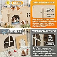 Vista 3 de Casa Castle Chinchilla, Refugio para Animales Pequeños para Chinchilla, Conejillo de Indias, Erizo o Rata, Cabaña de Madera Ventilada para Conejillo