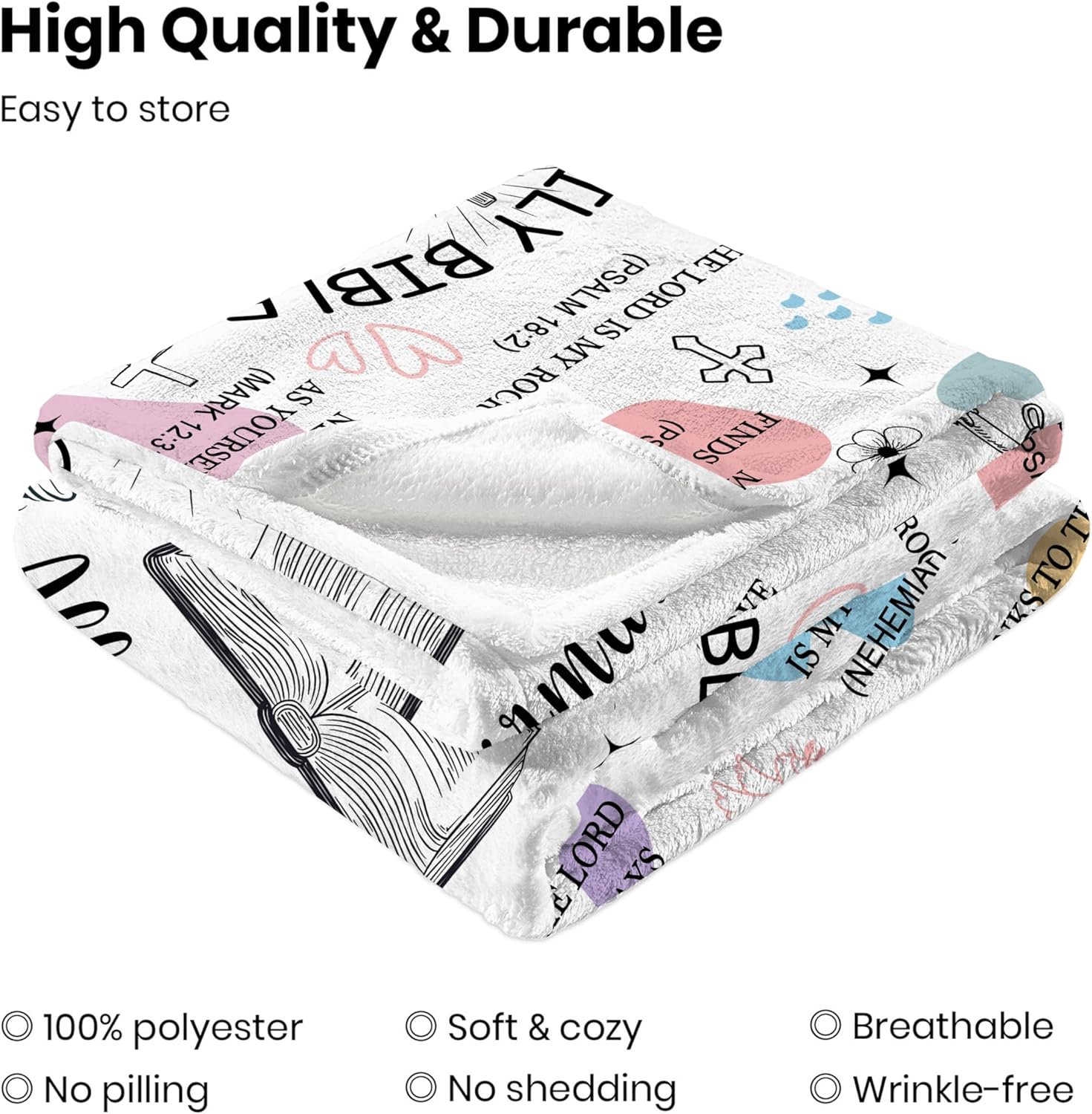 Christian Gifts for Women, Religious Blanket Gifts, Bible Verse Blanket for Women, Soft Flannel Throw Blankets 60"x50" - Image 6