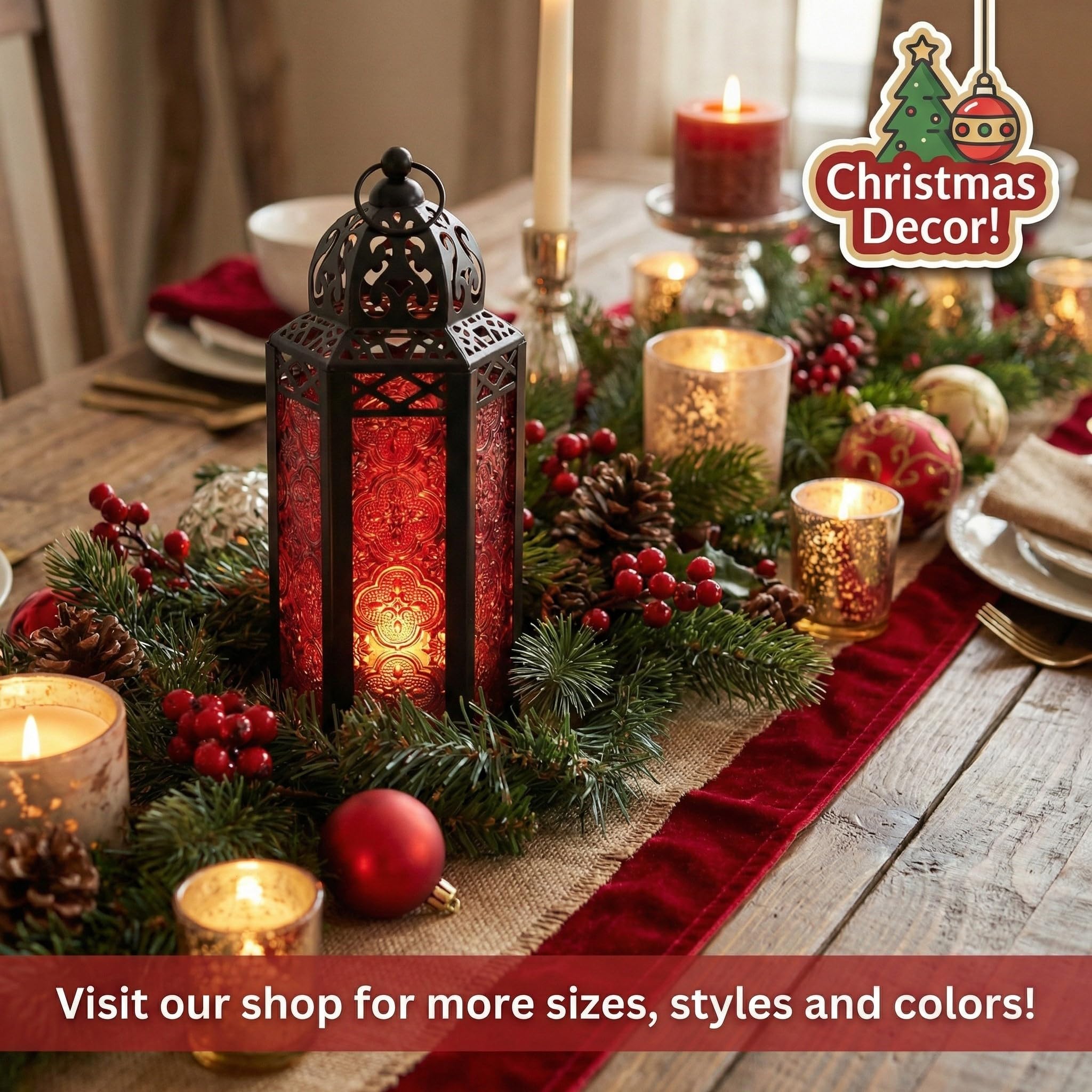 Lanterne in stile marocchino, metallo, Red, medium