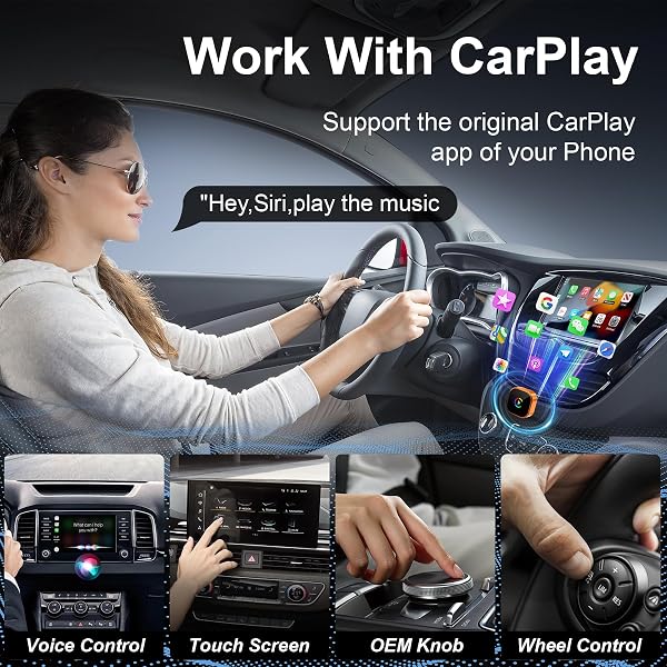 Intenso Wireless CarPlay Adapter for iPhone & Android Auto - 2026 UpgradeWired to Wireless Converter, Plug & Play, Zero Delay, Fast Auto-Reconnect, Stable Control, iOS 10+/Android 11+ - 3