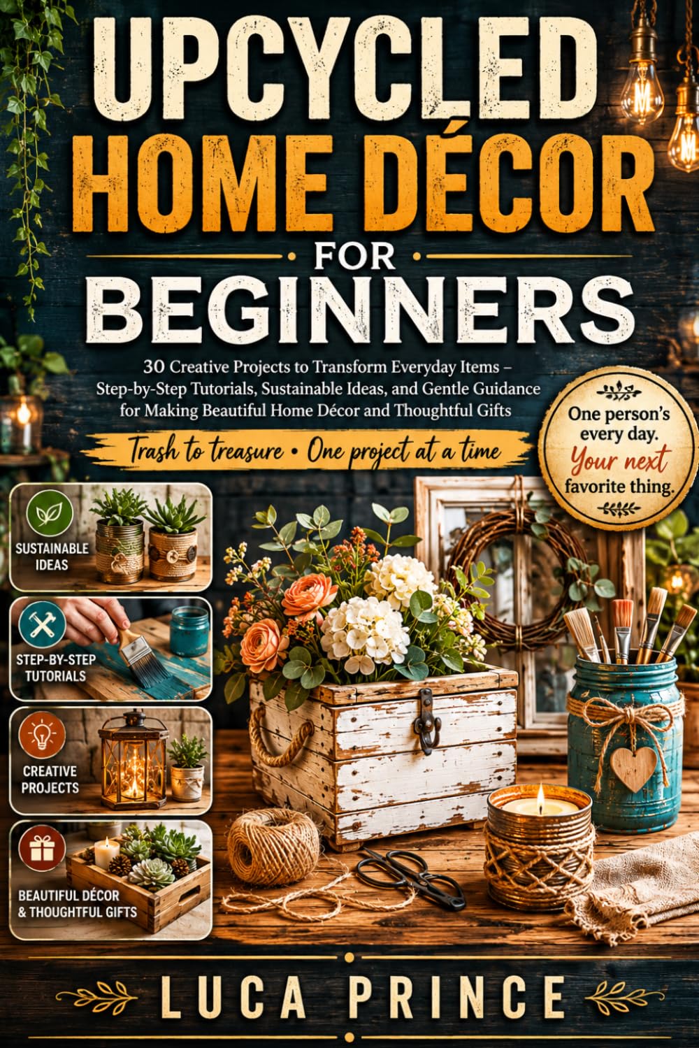 UPCYCLED HOME DÉCOR FOR BEGINNERS: 30 Creative Projects to Transform Everyday Items – Step-by-Step Tutorials, Sustainable Ideas, and Gentle Guidance ... Beautiful Home Décor and Thoughtful Gifts