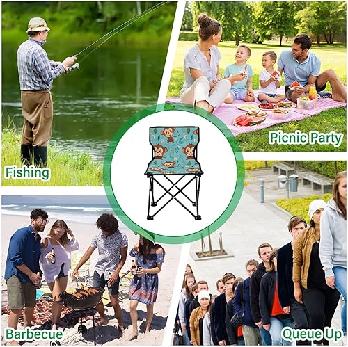 Miniatura 7 de Al aire libre plegable lindo mono flor camping sillas para adultos silla de camping portátil silla de césped ligero 202a4997