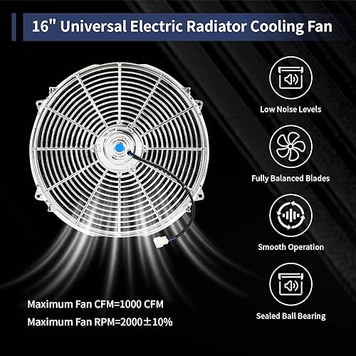 Vista 29 de Kit de montaje de ventilador de refrigeración de radiador eléctrico de 12 pulgadas, ventilador de radiador de alto rendimiento con kit de montaje
