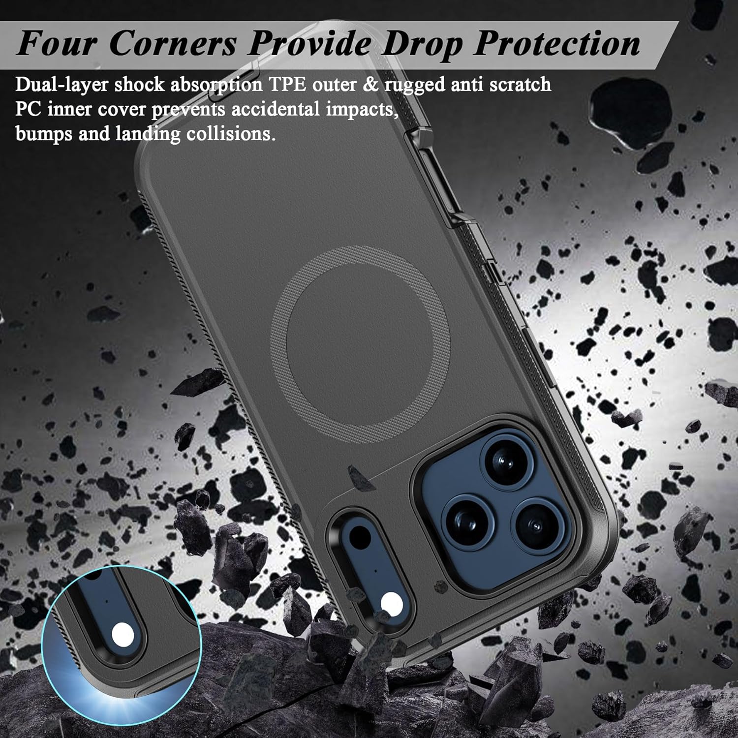 Compatible with iPhone 17 Pro Max Case, with Belt Clip Holster Heavy Duty Rugged Shockproof Magnetic Wireless Charging Full Body Protection Kickstand Cover for iPhone 17 Pro Max（Black） - Image 5