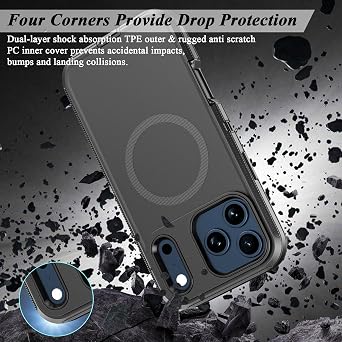 Compatible with iPhone 17 Pro Case, with Belt Clip Holster Heavy Duty Rugged Shockproof Magnetic Wireless Charging Full Body Protection Kickstand Cover for iPhone 17 Pro Phone(Black)