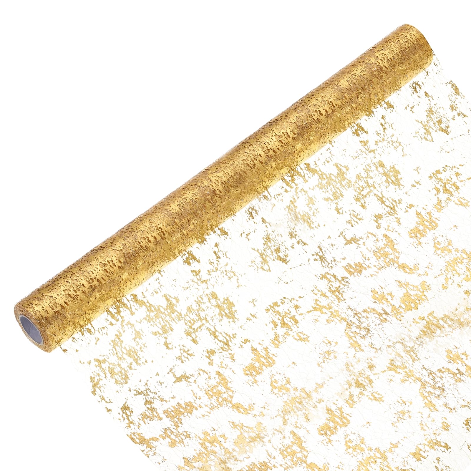 uxcell Rouleau de chemin de table doré 50,8 cm x 4,6 m en maille métallique à paillettes pour mariage, fête d'anniversaire, Noël, Nouvel An