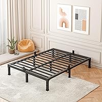 Vista 1 de FUIOBYVV Marco de cama tamaño completo, plataforma de metal de perfil bajo de 10 pulgadas con listones de acero, soporte de 3500 libras, no necesita