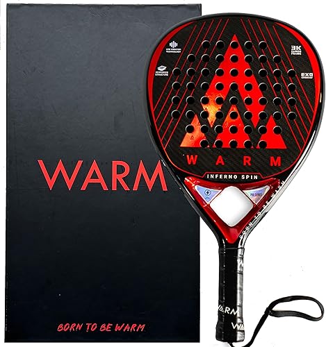 Warm Inferno Spin Teardrop - Raqueta de pádel con cara de fibra de carbono 3K, núcleo de EVA para control y potencia equilibrados, textura de giro