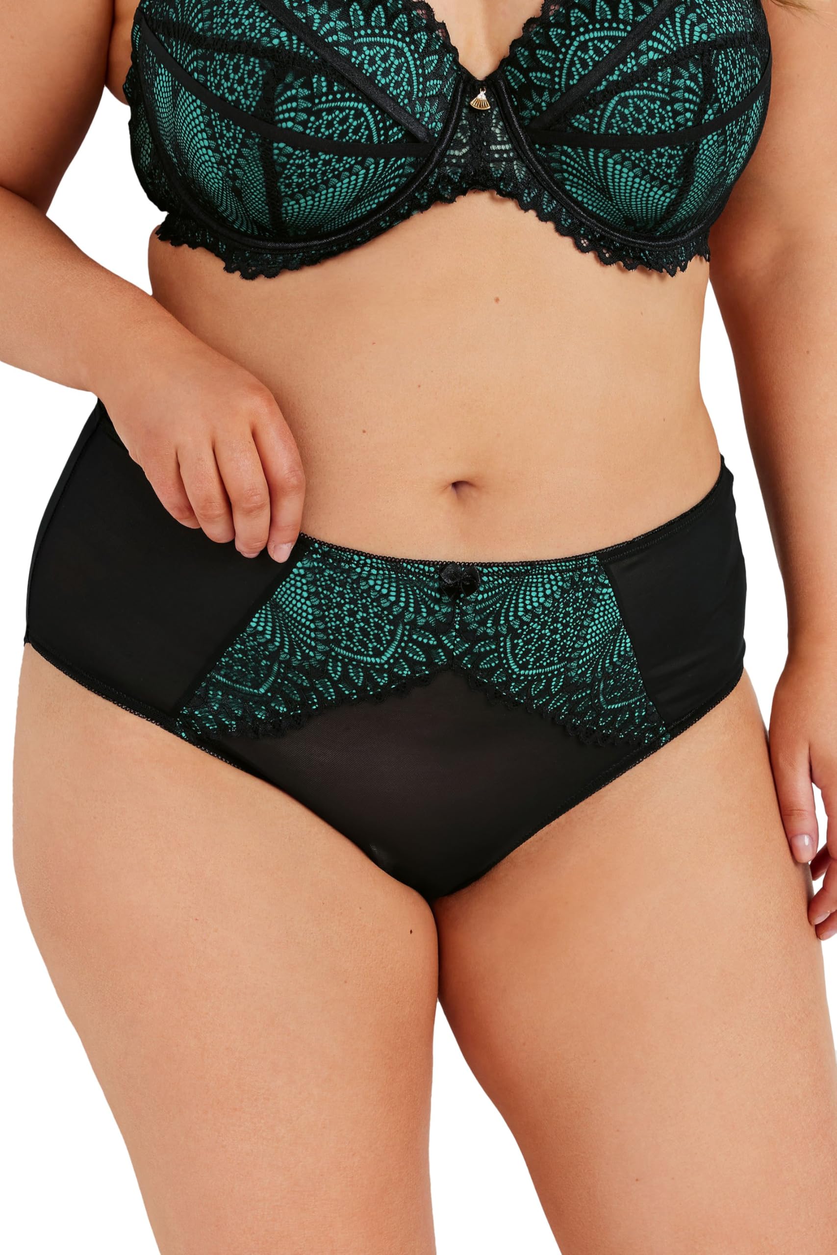 Yours Curve Lace Full Briefs - Women's - Plus Size Curve Green