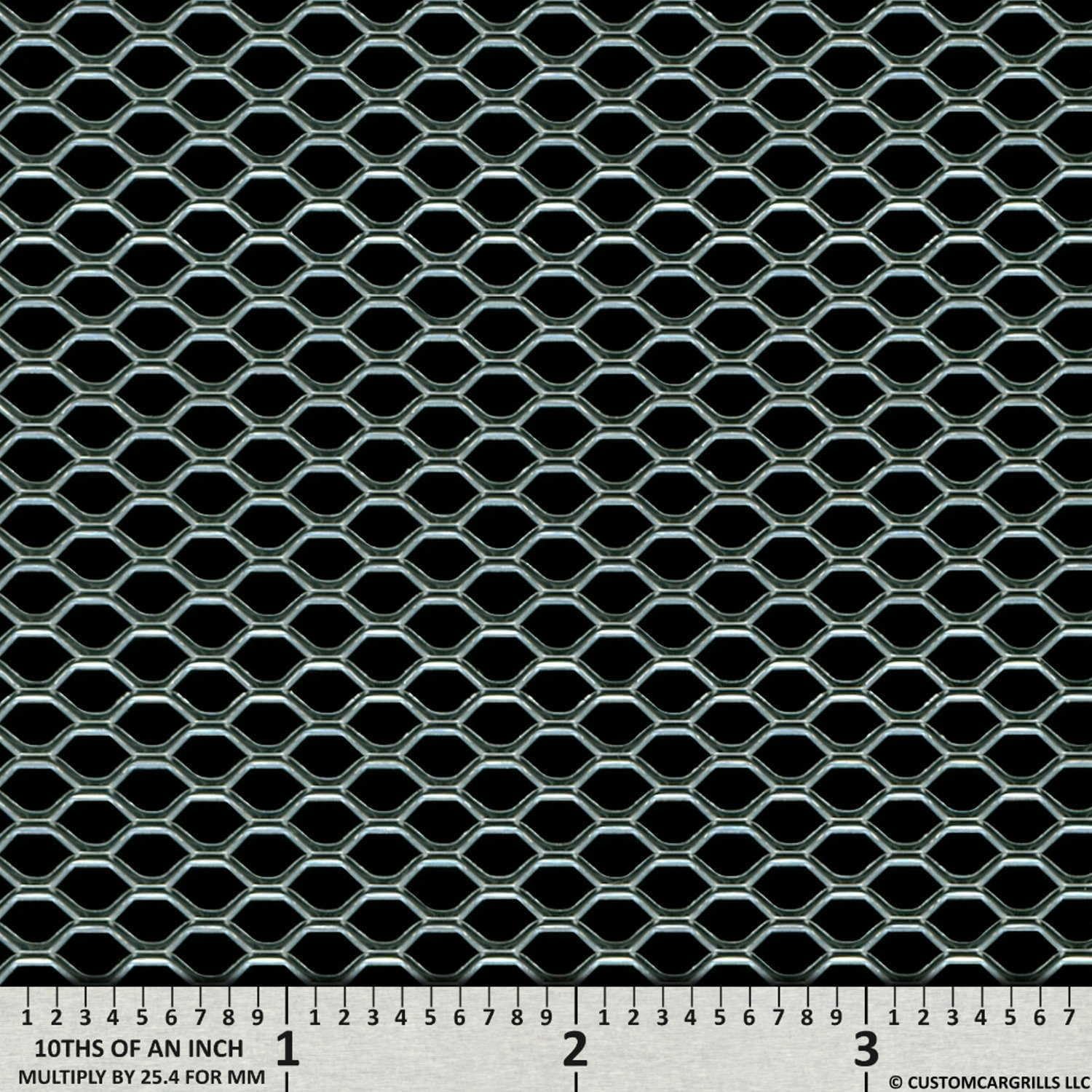 customcargrills 12"x48" Small Hexagon Grill Mesh Sheet - Silver - Shipped Flat, 0.15 x 0.24 inch hole opening, 0.076" thick raw Aluminum, Made in USA