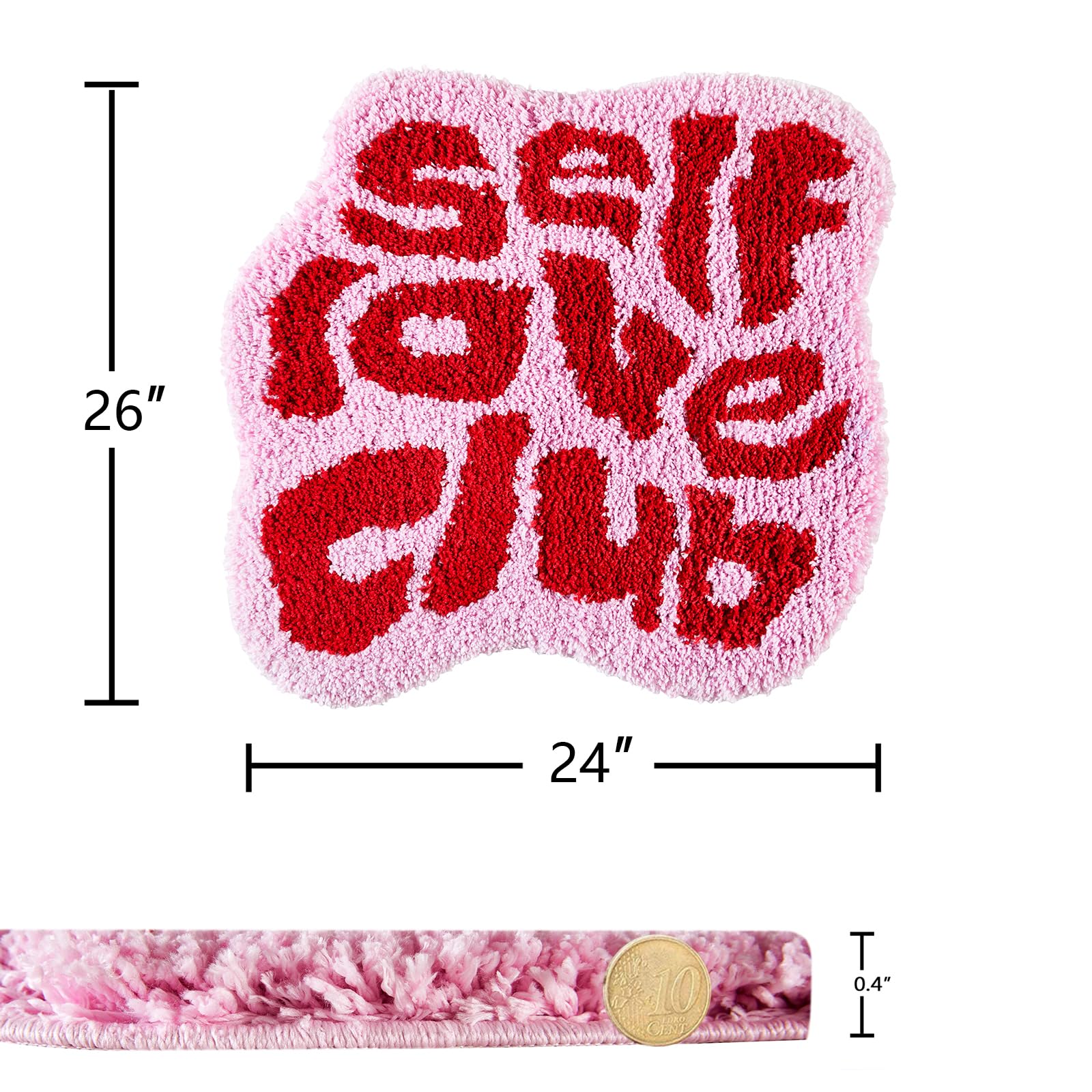 Alfombra De Baño Self Love Club - Microfibra Absorbente, Antideslizante, 24x26 Pulgadas, Lavable, Diseño Divertido
