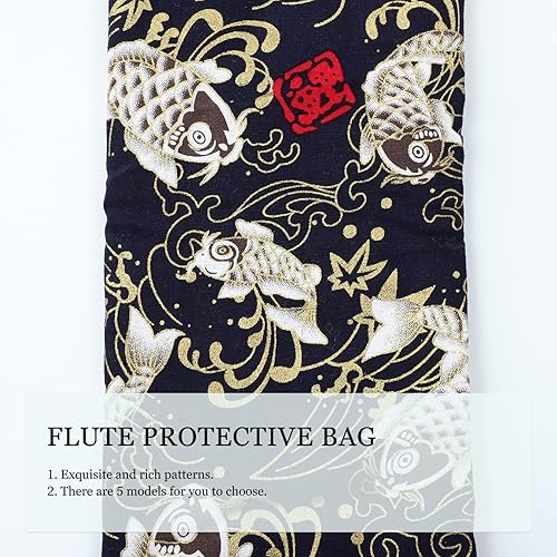 Miniatura 2 de Bolsa para flauta: bolsa de almacenamiento de flauta de tela - Bolsa tejida estilo popular para instrumentos musicales (verde oscuro)