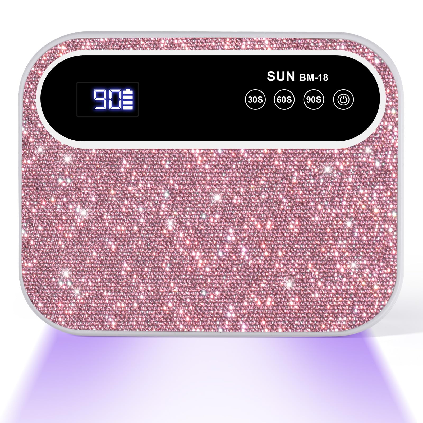 Lampada per unghie senza fili, luce UV per unghie in gel, ricaricabile, professionale, 42 perline, sensore automatico per nail art a casa e nei saloni (diamante rosa)