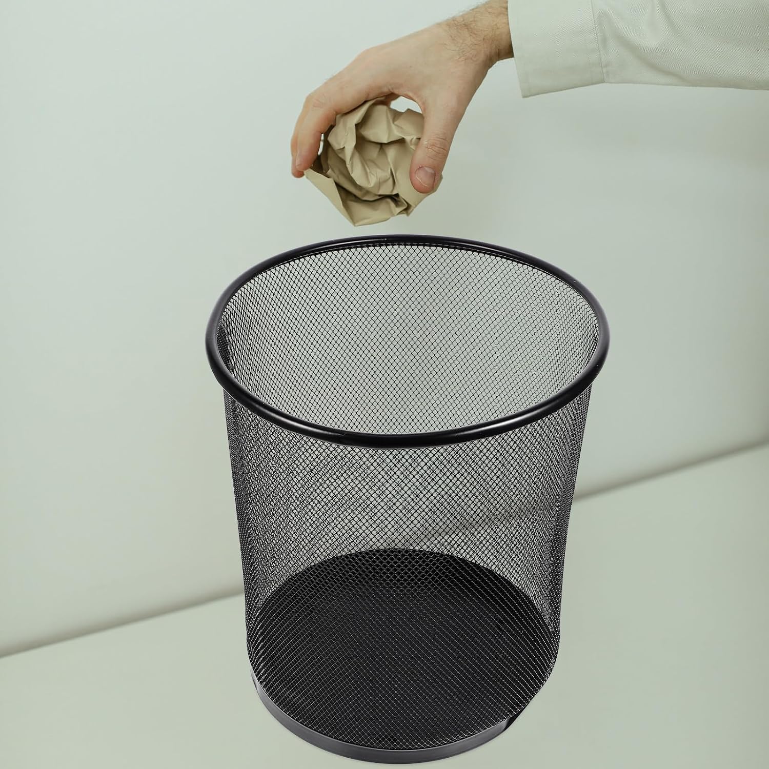 GANAZONO Metal Mesh Trash Can Waste Basket Medium 28x26x22cm Stainless Steel Lidless Garbage Storage Bucket for Kitchen Home Office Recycling
