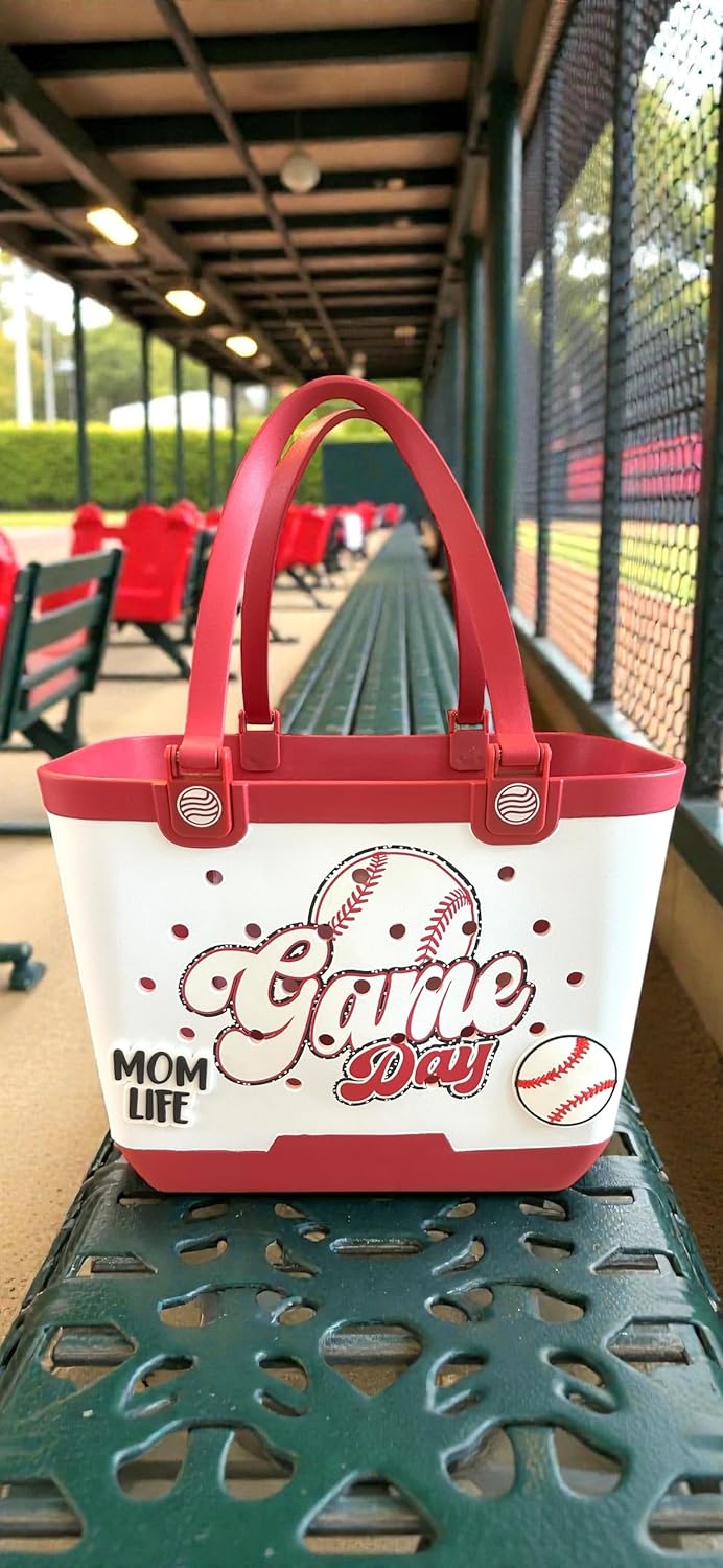 Rubber Beach Tote Bag, Baseball, Waterproof, Large Capacity, Interior Zippered Pocket, Great for Games, Beach, Pool, Travel, Lake, Tournaments, Baseball Fans, Moms, Gifts - Image 9