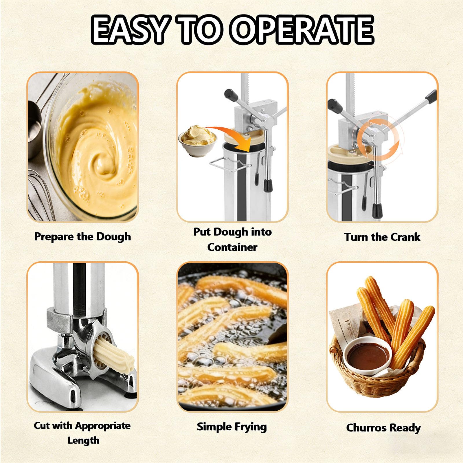 Machine à Churros en Acier Inoxydable - Appareil Manuel Churrera pour Pâtisseries Espagnoles Maison 2L