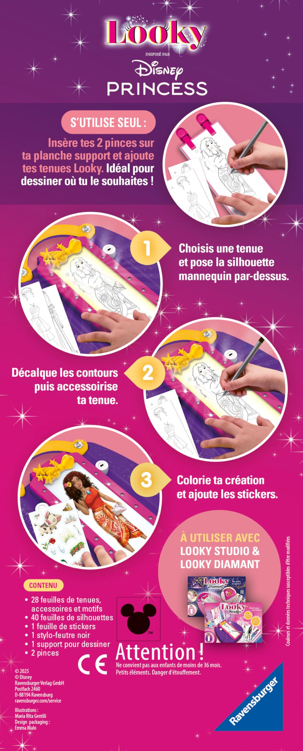 Ravensburger Looky Disney Princesses Machine Looky Dessin de Mode Stylisme Dès 6 Ans 25961