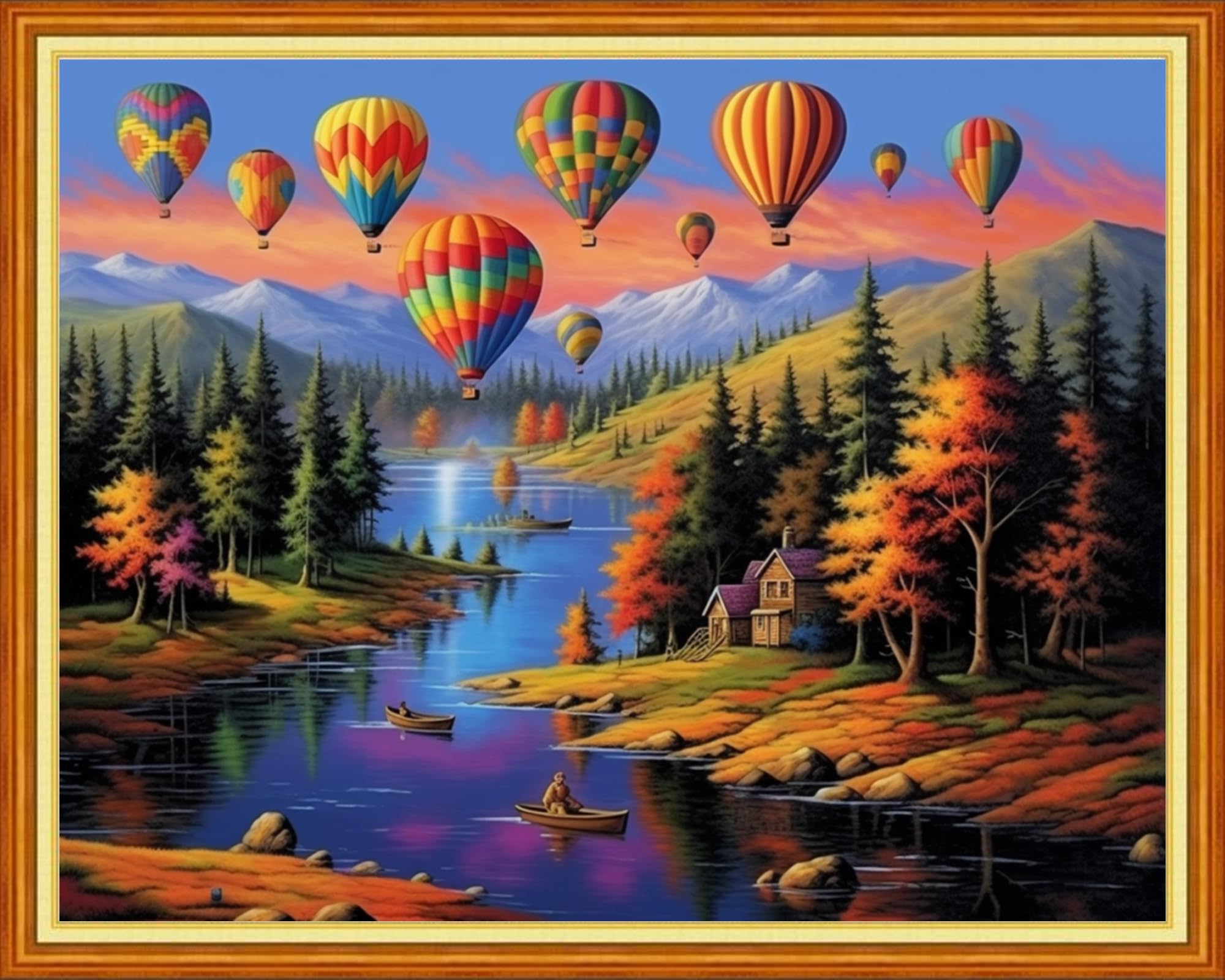 Dooxvey Cross Stitch Kits for Adults Stamped Full Range of Embroidery Starter Kits for Beginners 11CT Printed Cross Stitch Patterns Needlepoint Kits Stamped Crossstitch-Hot Air Balloon 16x20 inch