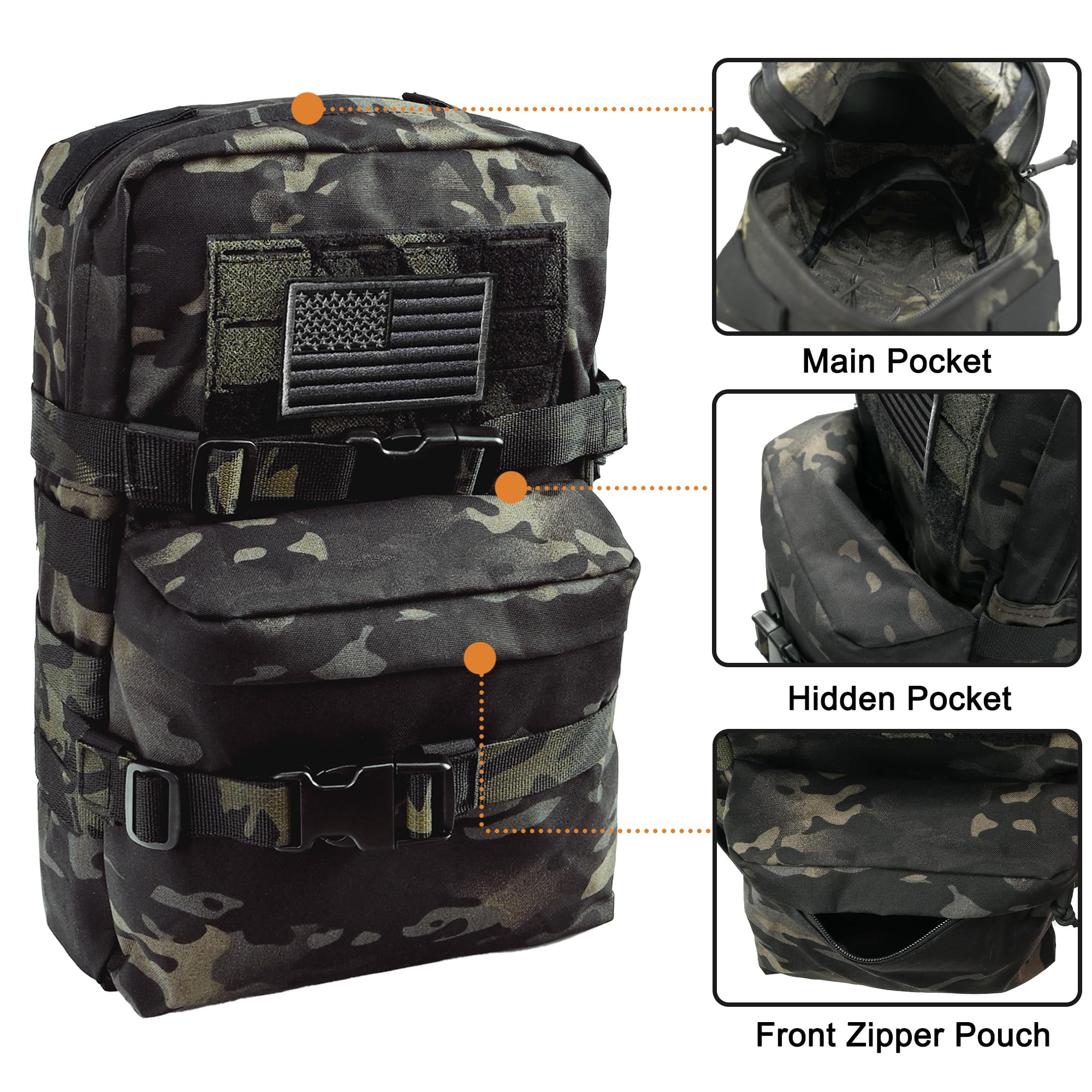 Amazon.co.jp: タクティカルミニMOLLEハイドレーションパック、MOLLE