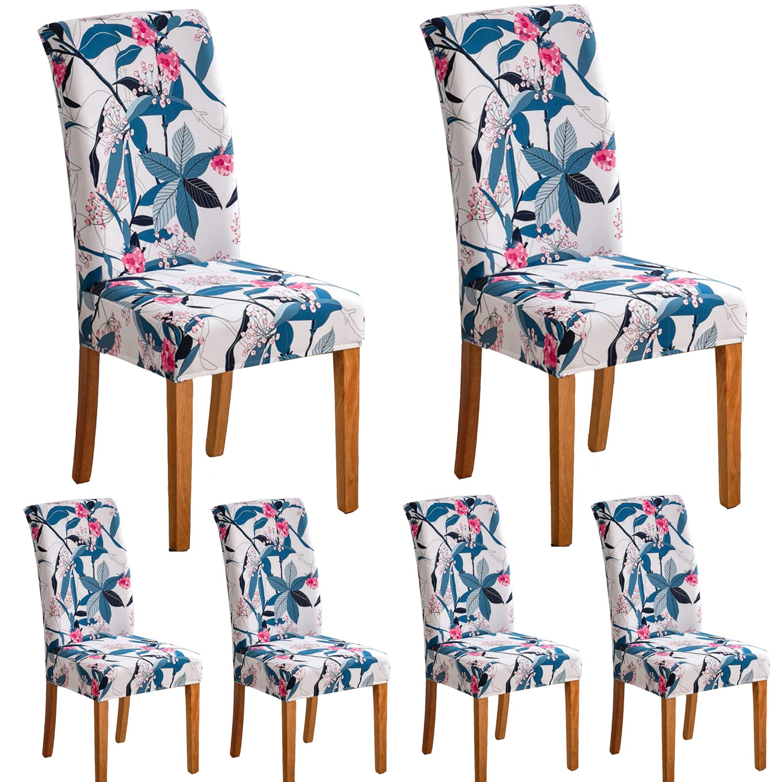 JMYDecor Coprisedie con Schienale, 6 Pezzi Coprisedia Elastico per Coprisedie Sala da Pranzo Rivestimento Sfoderabile, Fodere Sedie con Schienale Copertura Protettiva per sedie