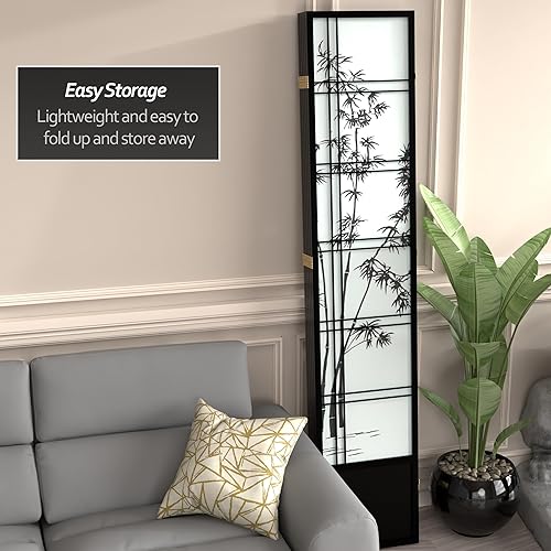 Miniatura 64 de Oriental Furniture - Pantalla Shoji para árbol de bambú de 7 pies de alto, color miel, 6 paneles Miel,Natural,Negro