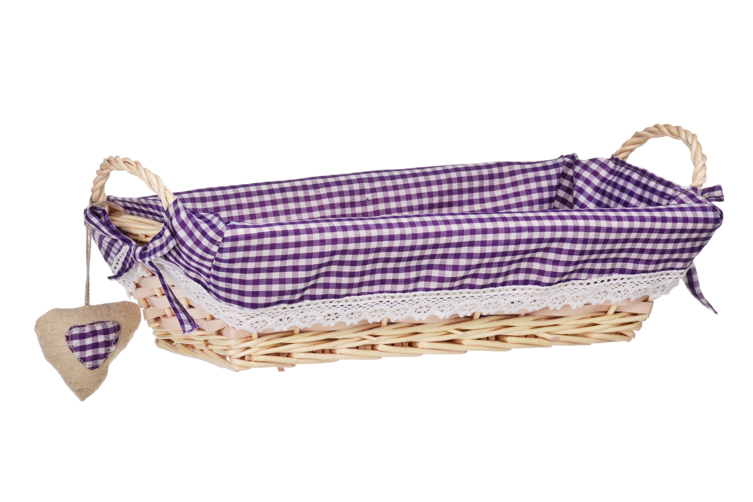 Orsina - Storage Basket - Large - Purple Gingham Lining - Handwoven Willow