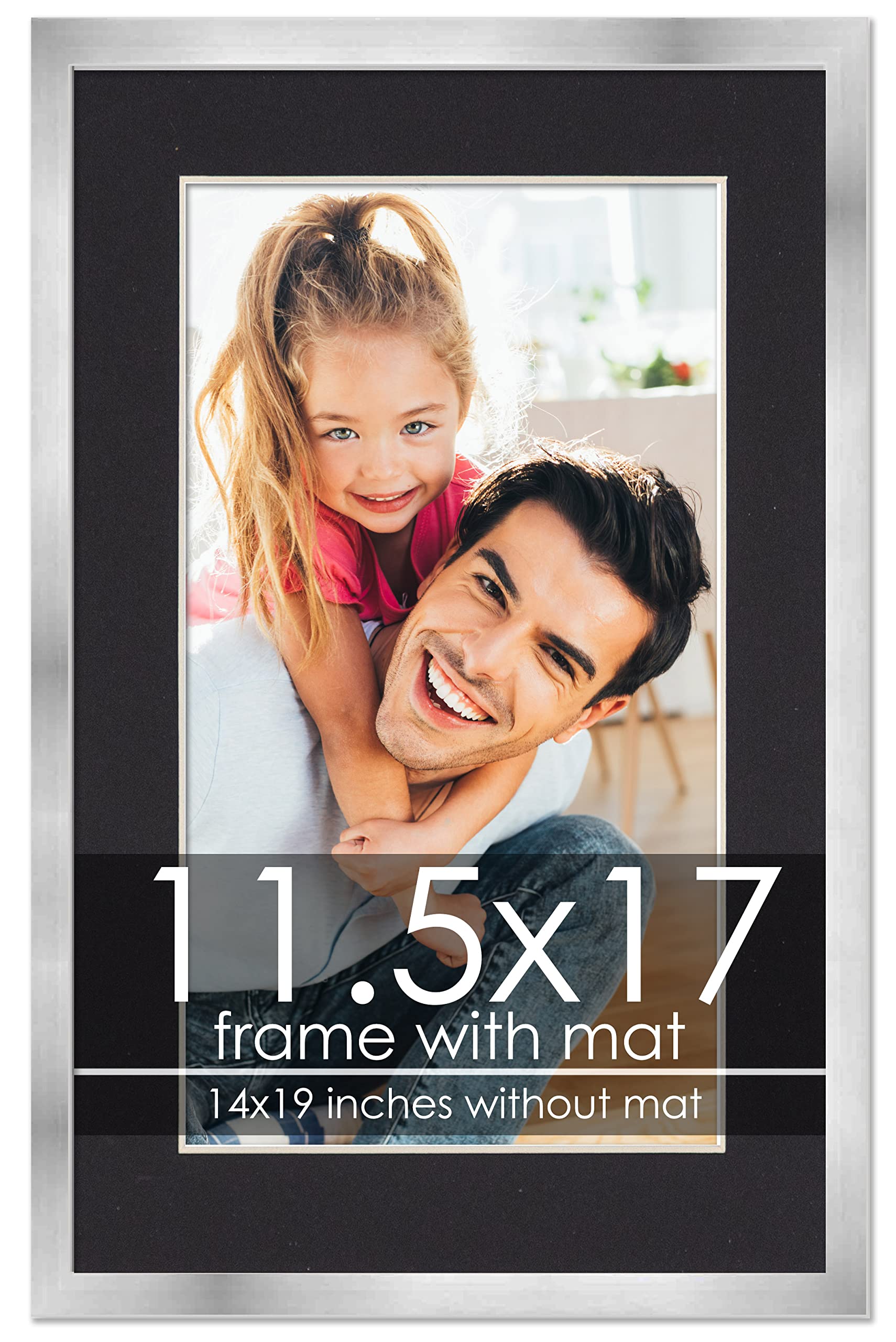 Amazon.com - 11.5x17 Frame with Mat - Silver 14x19 Frame Wood Made
