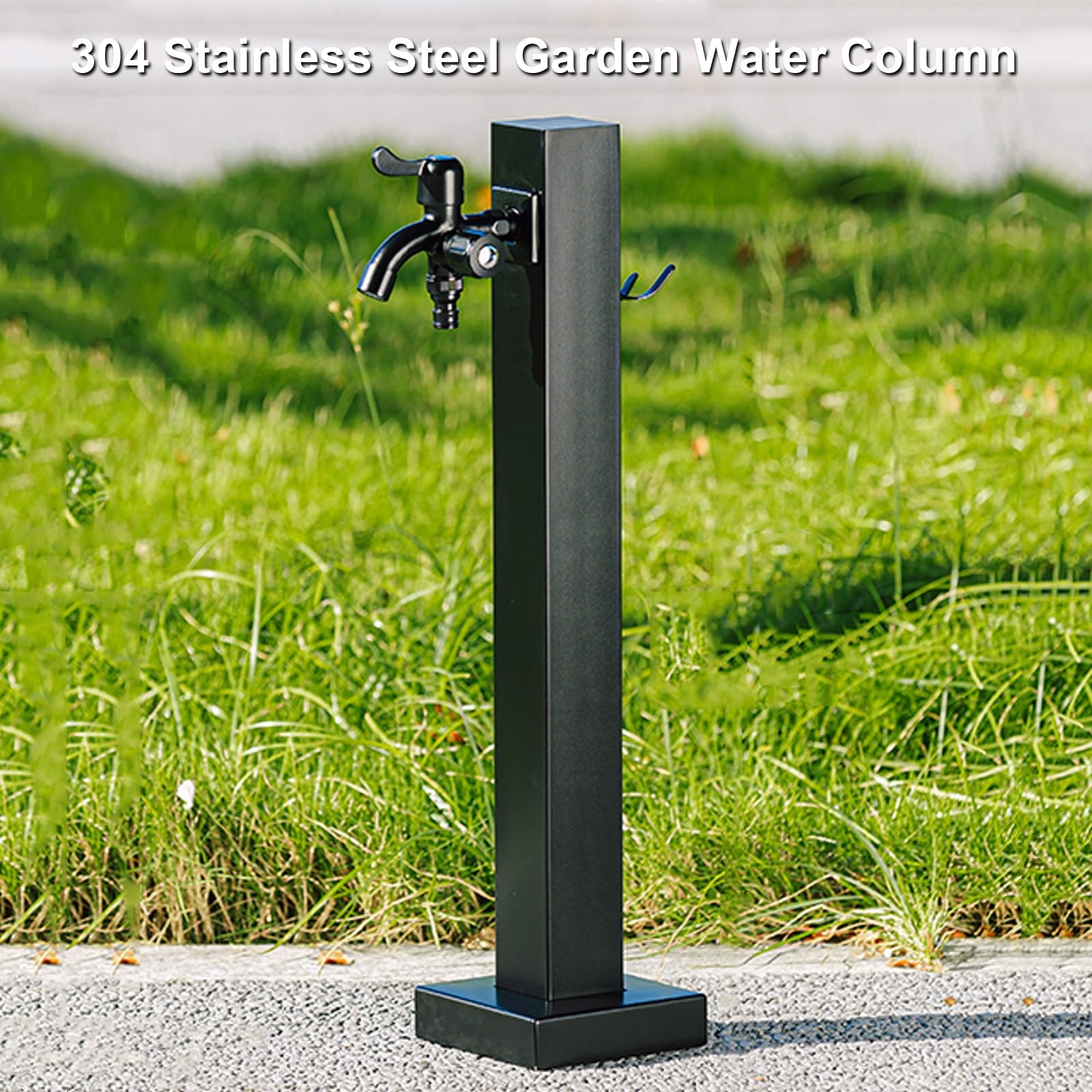 Colonne a Eau de Jardin, Robinet Exterieur Jardin Fontaine de Jardin, Matériau en Acier Inoxydable 304, Robinet a Double Sortie, pour L'irrigation de Jardin, de Ferme, de Pâturage, D'arrière-cour(Blac