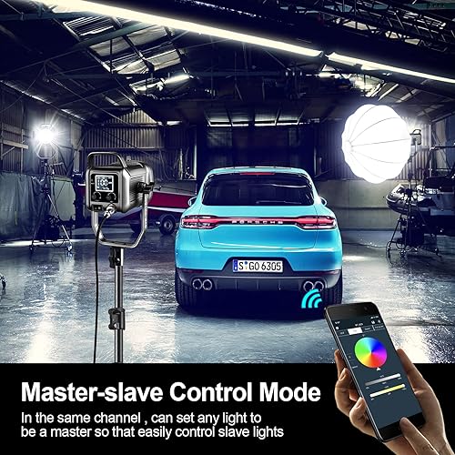 Miniatura 7 de GVM - Kit de luz de video RGB de 150 W, 2700 K ~ 7500 K, luz de video LED bicolor, kit de iluminación de estudio de fotografía con linterna softbox