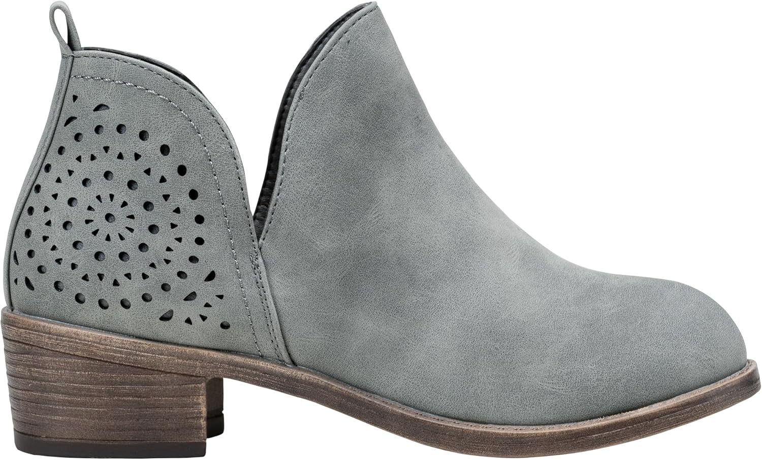Vepose Women's Short Ankle Boots Low Heel, Western Cutout Perforated Booties