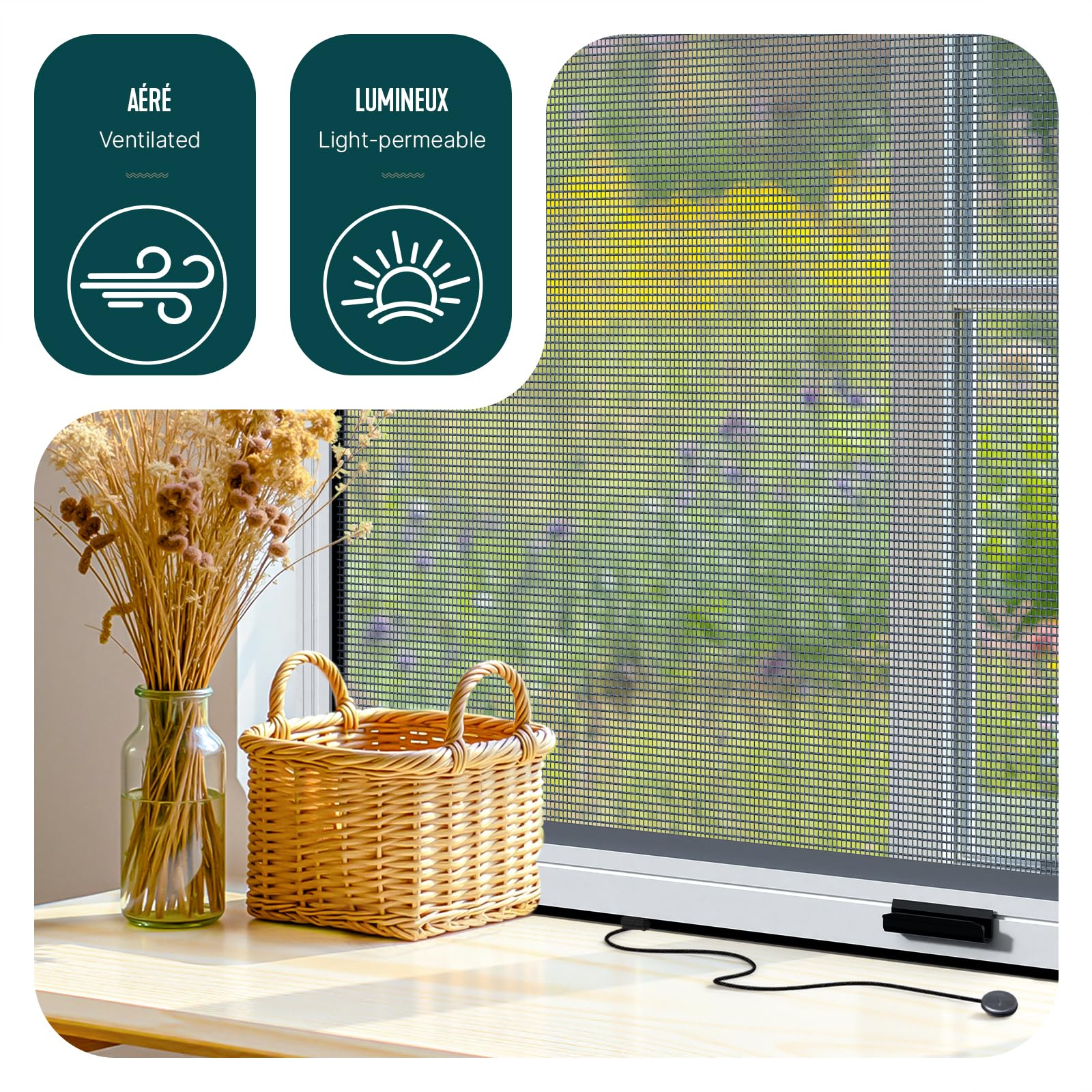 VOUNOT® Store Moustiquaire Fenêtre Enroulable en Aluminium Recoupable avec Maille en Fibre de Verre Store Moustiquaire Installation Facile L130 x H160 cm Blanc