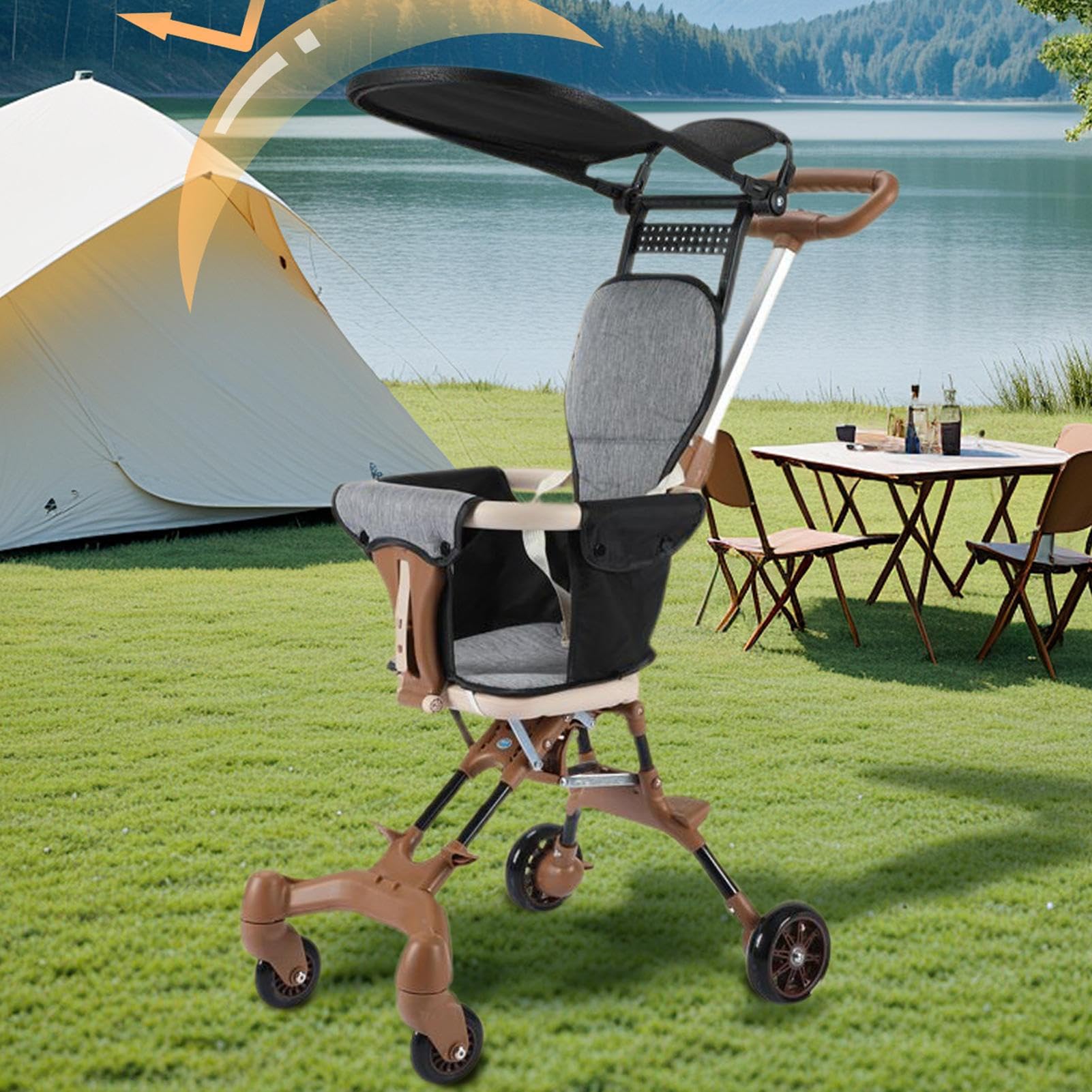 Kinderwagen – Kinderwagen für Kleinkinder mit Sonnendach, leichter | faltbarer Reise-Kinderwagen, abnehmbares Dach, bidirektionaler Sitz für Kleinkinder | Kinderwagen geeignet für Flugzeuge für
