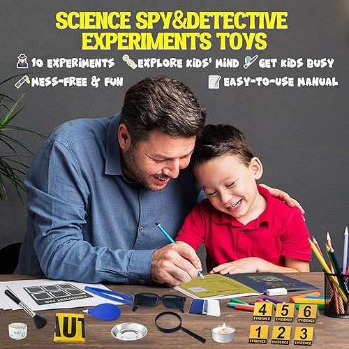 Miniatura 6 de Kit de Espía Infantil UNGLINGA, Juego de Dedo Detective, Juguetes de Huellas Dactilares, Regalos Educativos para Experimentos Científicos para Niños