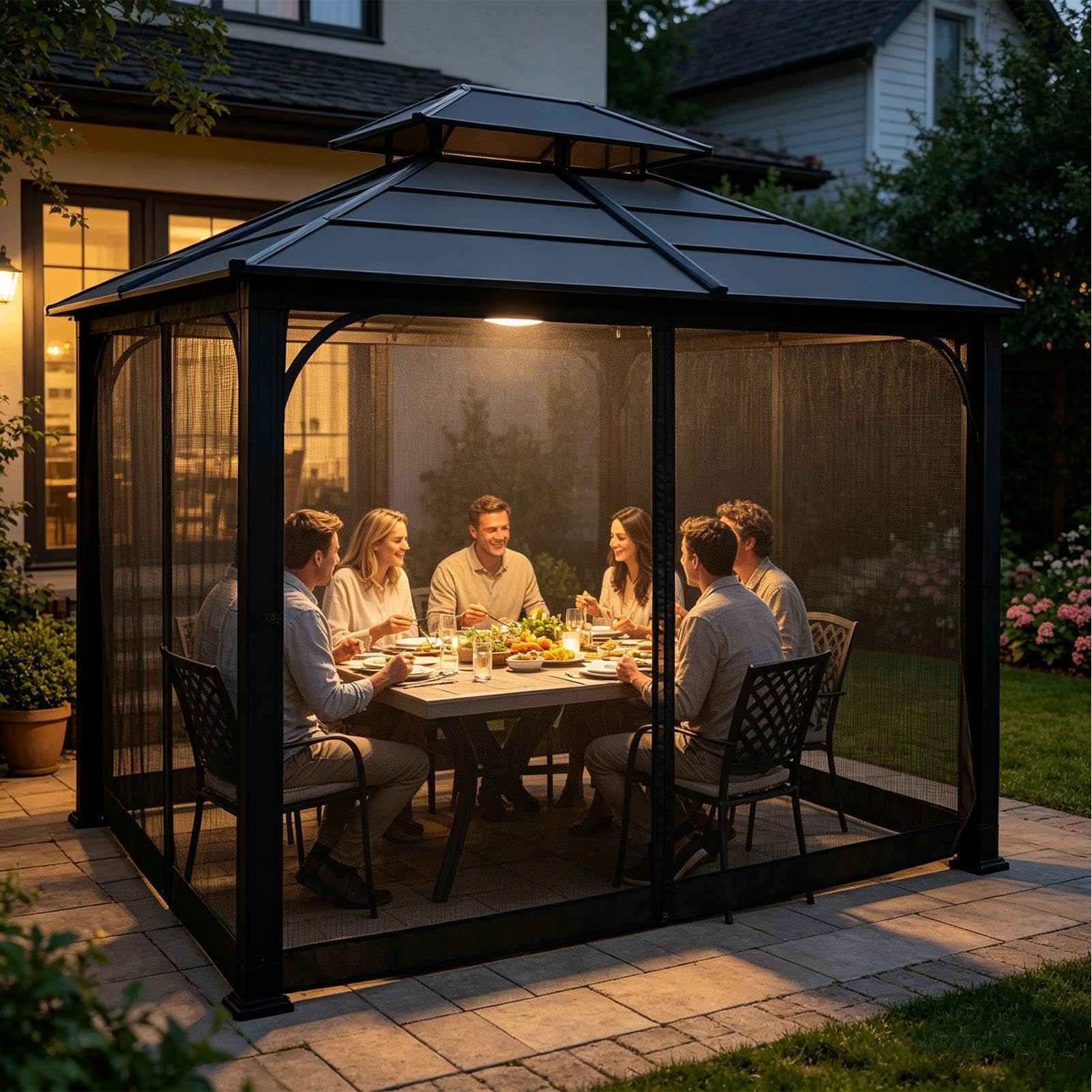 Zanzariera Patio Copertura Grande Pieghevole E Portatile 3,66 X 3,66 M | Zanzariera Patio Antipuntura per Casa Camera da Interno Quotidiano Viaggio Esterno Giardino all'Aperto