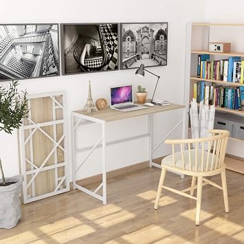 Elephance Folding Desk Writing Computer Desk for Home Office No-Assembly