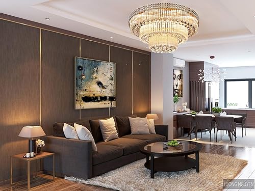 Miniatura 6 de Moderno candelabro de cristal K9 de montaje empotrado LED para sala de estar, bar, tienda (diámetro 31.5 pulgadas)